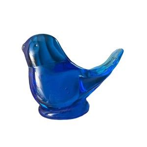 VTG ‘90 Titan Art Glass “Happy Little Bluebird” Cobalt Blue Signed Fayetteville